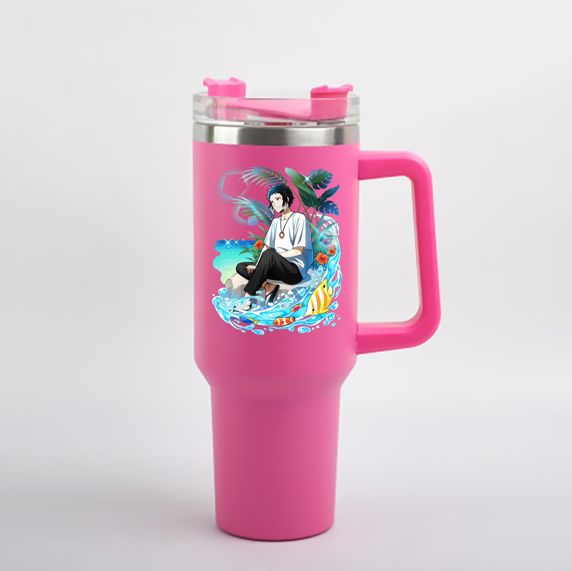（画像用） 文豪ストレイドッグス Bungo Stray Dogs 1200mL車用タンブラー - クリスタルステッカー（プラスチックストロー付き）